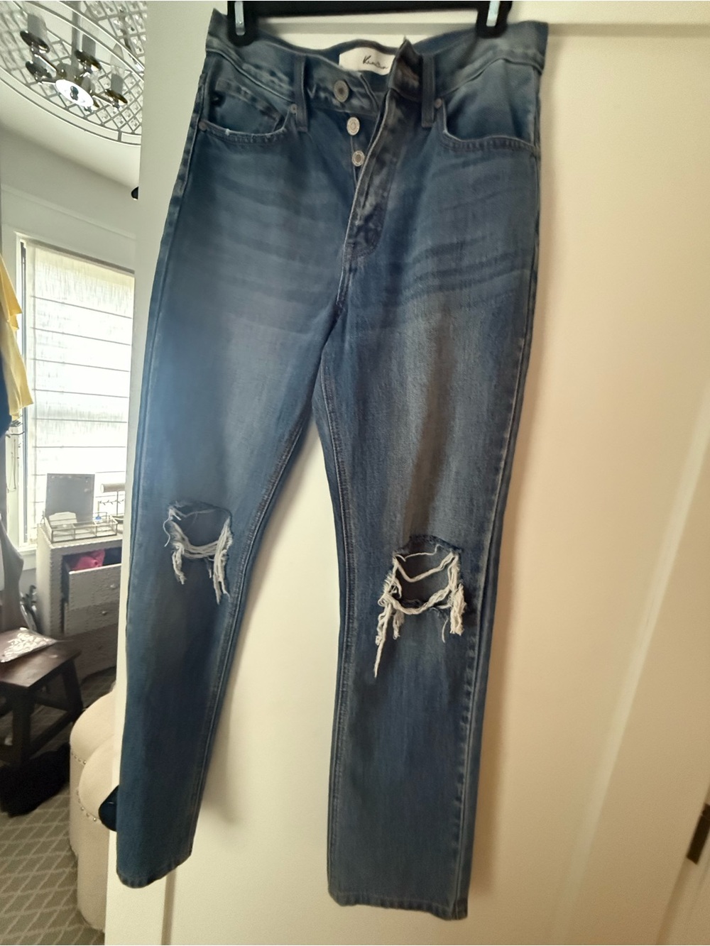 KanCan Distressed Boyfriend Jeans in Medium Blue